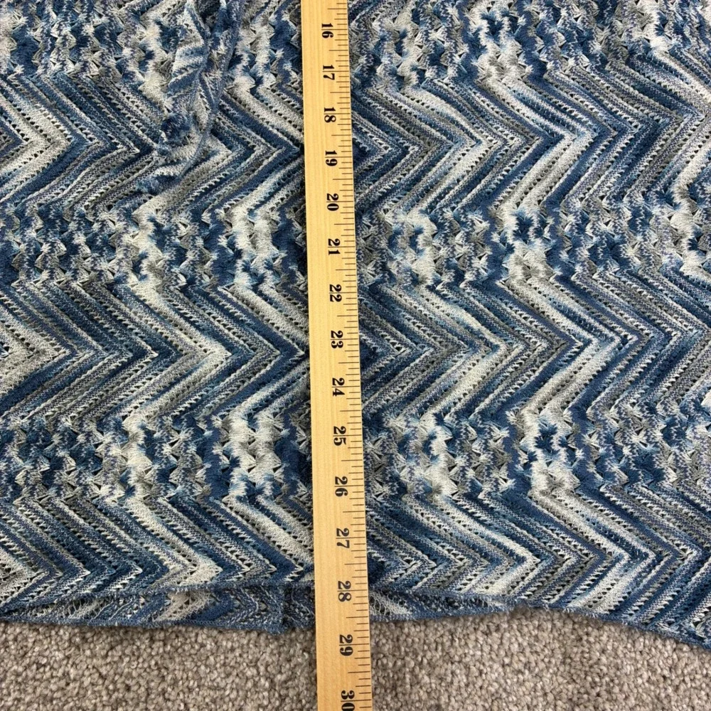 BECCA Swim Cover Up‎ Womens XS/S Blue Metallic Chevron Crochet Knit Drawstring